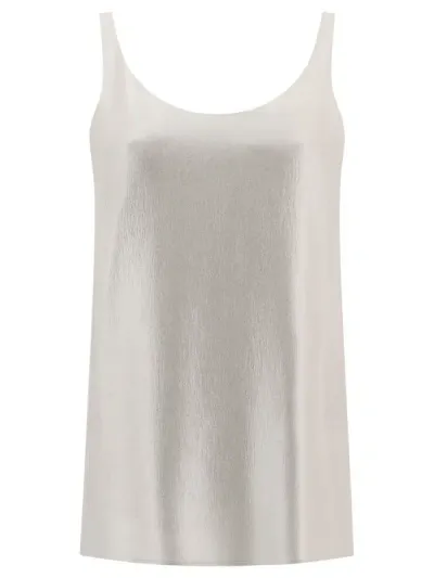 Chloé Metallic Silk Top In Silver