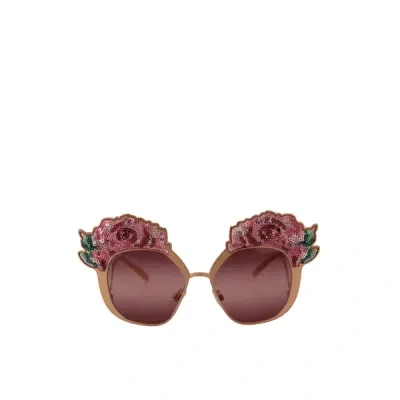 Dolce & Gabbana Pink Gold Rose Sequin Embroidery Dg2202 Sunglasses