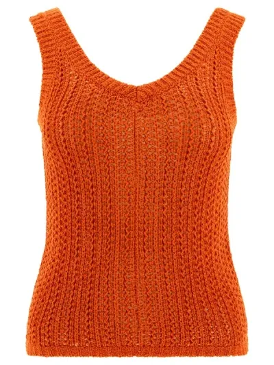 Max Mara Arrigo Crochet Top In Orange