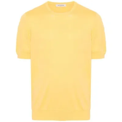 Fileria Short-sleeve Knitted Jumper In Yellow