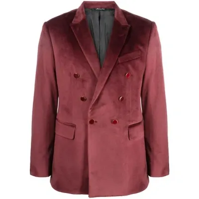 Reveres 1949 Single-breasted Velvet Blazer In Red