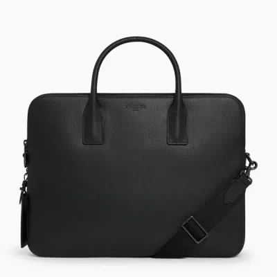 Le Tanneur Porte Document Slim 15" Emile En Cuir Signature T In Black