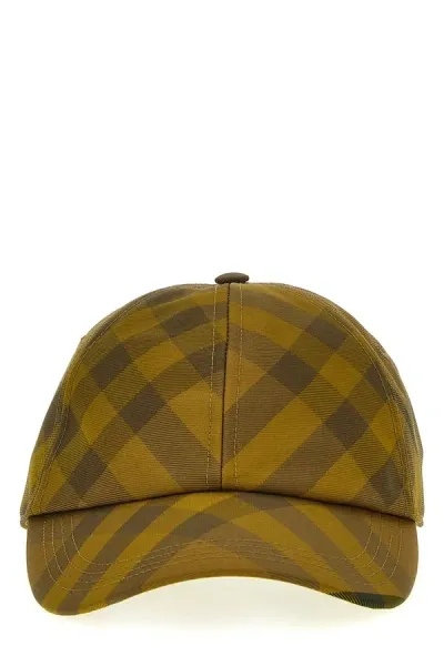 Burberry Check Printed Baseball Cap In Yellow