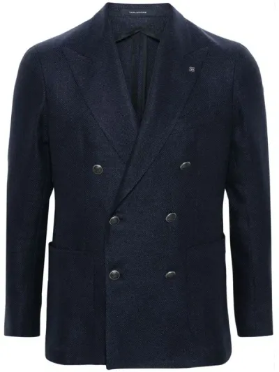 Tagliatore Interwoven Double-breasted Blazer In Blue