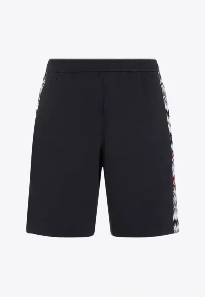 Missoni Chevron-knit Cotton Track Shorts In Navy