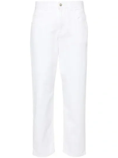 Moncler Mom Fit Straight Leg Logo Jeans In Bianco