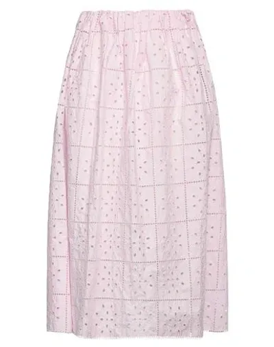 Ganni Broderie Anglaise Cotton Midi Skirt In Pink