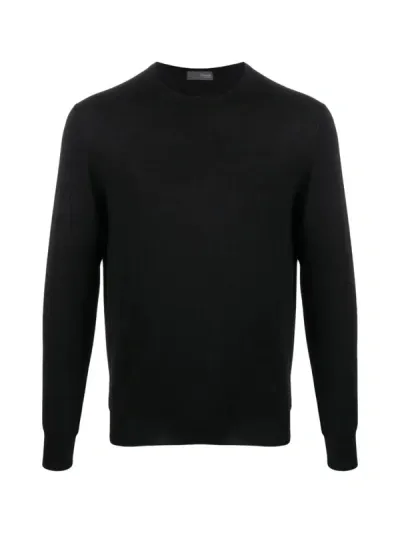 Drumohr Modern Round Neck Pullover In Black