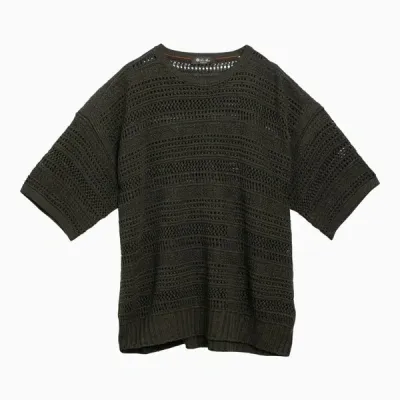 Loro Piana Dark Grey Perforated Jersey In Green