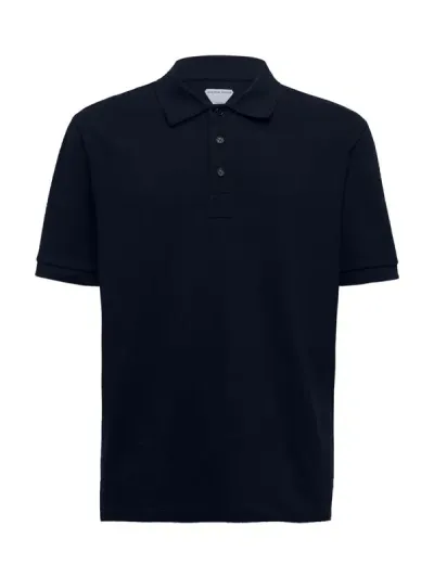 Bottega Veneta Short Sleeved Polo Shirt In Navy