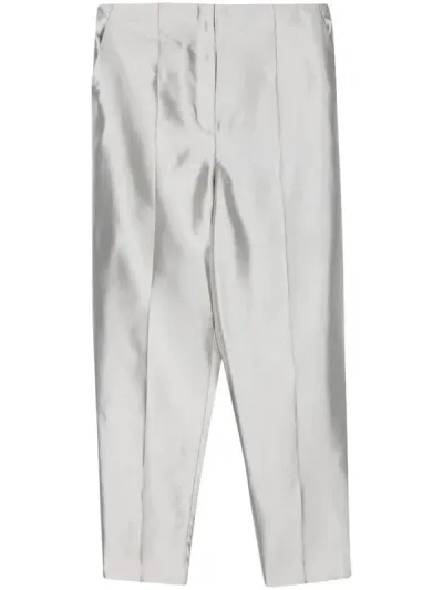 Theory Tapered Cropped Trousers In Grey