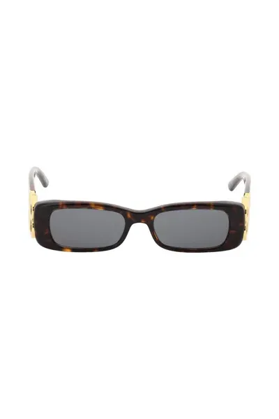 Balenciaga Dynasti Rectangle Spotted Sunglasses In Brown