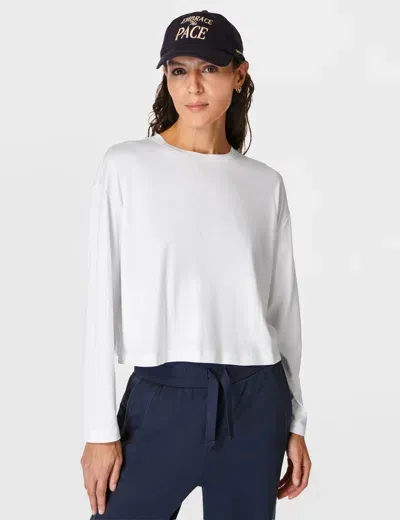 Sweaty Betty Essential Crop Long Sleeve T-shirt In White