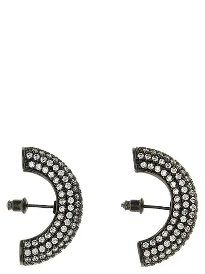 Panconesi Half Moon Crystal Hoops Jewelry In Silver