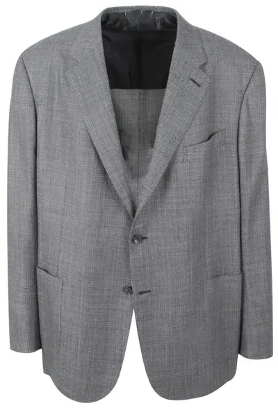 Pre-owned Brioni Herren Sakko Blazer Jacke Jackett Aus Wolle, Seide & Leinen Grau Grösse 60