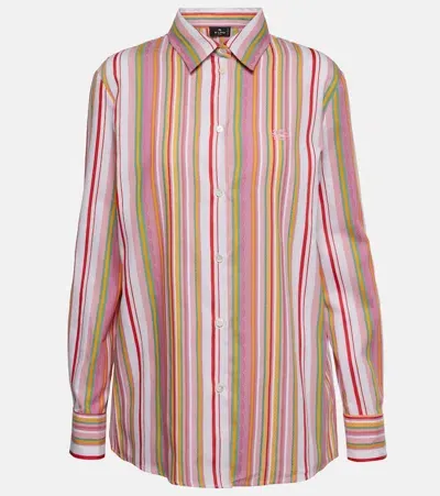 Etro Striped Cotton Shirt In Pink