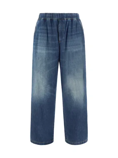 Valentino Pap Denim Pants In Denim Scuro