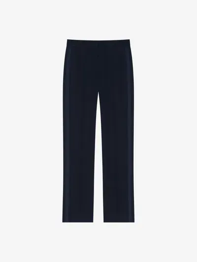 Givenchy Tailored Pants In Wool With Satin Piping In Blue