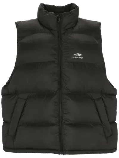 Balenciaga 3b 3b Sports Icon Puffer Vest In Black