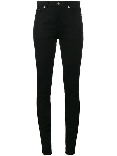 Saint Laurent Black Original Mid Rise Skinny Jeans In Nero