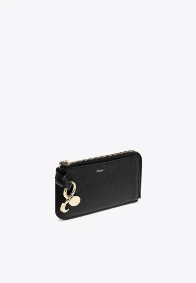 Chloé Alphabet Textured-leather Wallet In Black