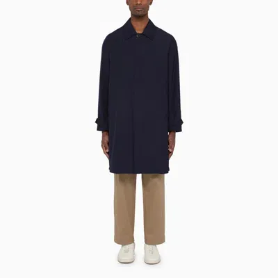 Baracuta Paul Navy Blue Cotton Blend Coat