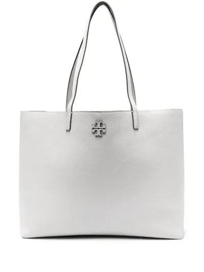 Tory Burch Mcgraw Logo Patch Tote Bag In Grey