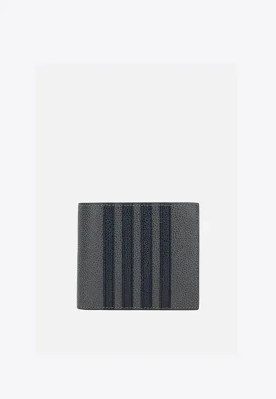 Thom Browne 4-bar Stripe Bi-fold Leather Wallet In Gray