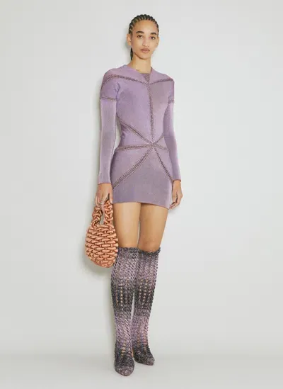 Isa Boulder Ray Knit Mini Dress In Lilac