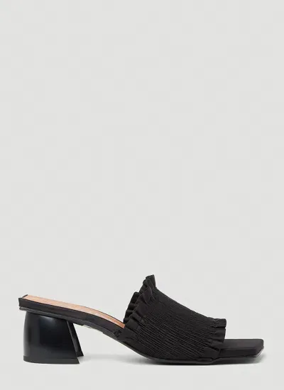 Ganni Smock Kitten Heel Mules In Black