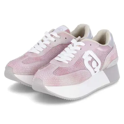 Pre-owned Liu •jo Liu Jo Damen Low Sneaker Dreamy 02 Rosa Schmucksteine Wechselfussbett Plateau In Rose/pink