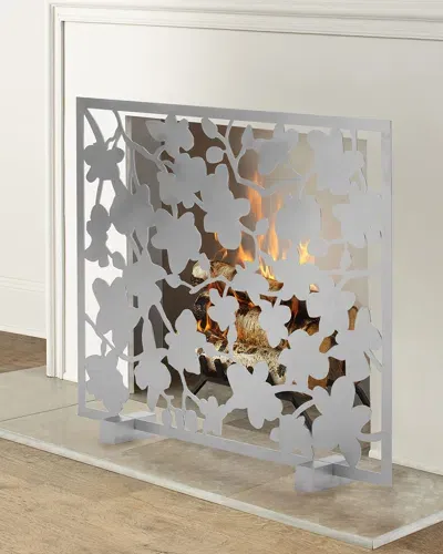 Tommy Mitchell Cherry Blossom Fireplace Screen In Silver