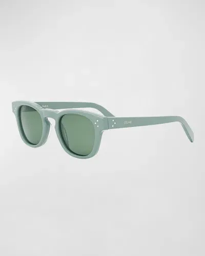 Celine Men's Acetate Round Sunglasses In Sltgrn