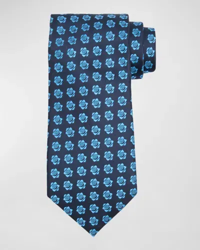 Charvet Men's Silk Floral Jacquard Tie In Navy