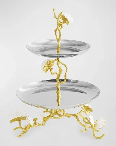 Michael Aram Butterfly Ginkgo White And Gold Two Tier Etagere In No Color