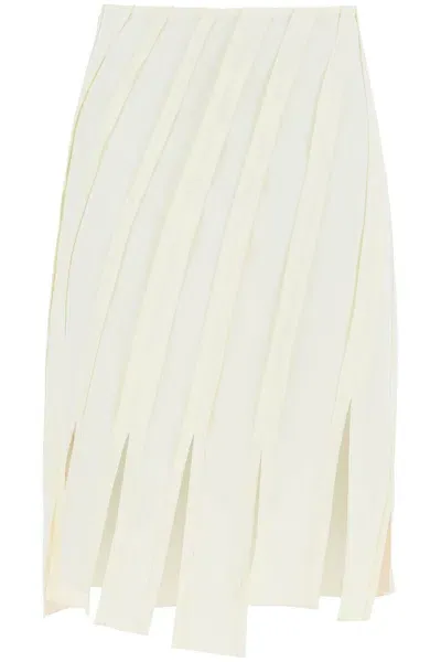 Bottega Veneta "mid-length Skirt With Frayed In Neutro