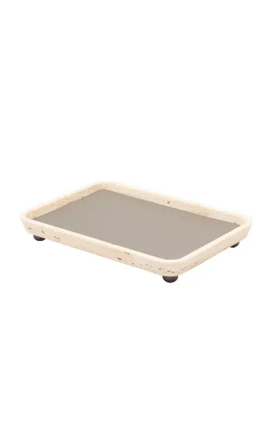 Giobagnara Medium Monza Leather; Marble Valet Trays In Ivory