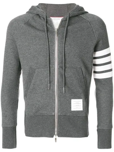 Thom Browne 4-bar Raglan-sleeve Waffle Stitch Hoodie In Grey