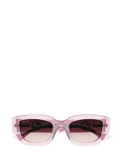 Gucci Eyewear Rectangle Frame Sunglasses In Pink