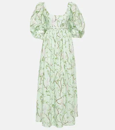 Agua By Agua Bendita Vivianne Cacatua Printed Cotton Maxi Dress In Green