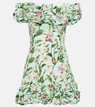 Agua By Agua Bendita Jardín Floral Cotton Minidress In Green