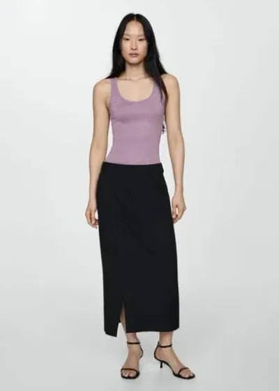 Mango Knit Strap Top Lilac