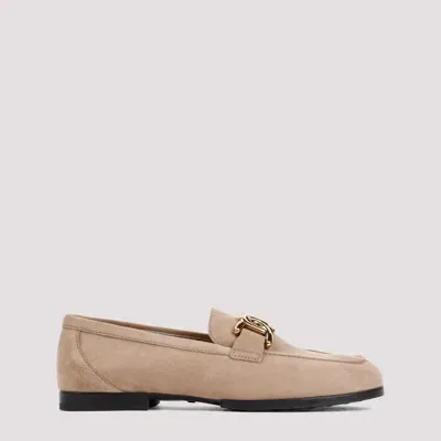 Tod's Beige Cappuccino Suede Leather Loafer Rubber Sole In Neutrals