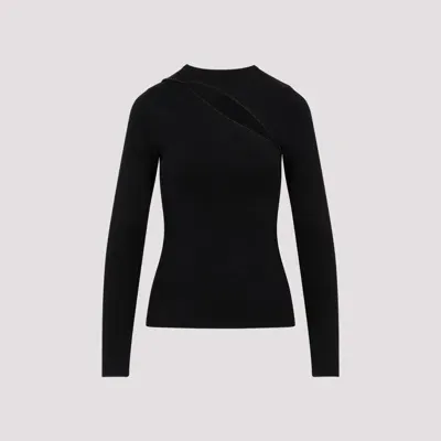 Victoria Beckham Black Asymmetric Cut-out Top