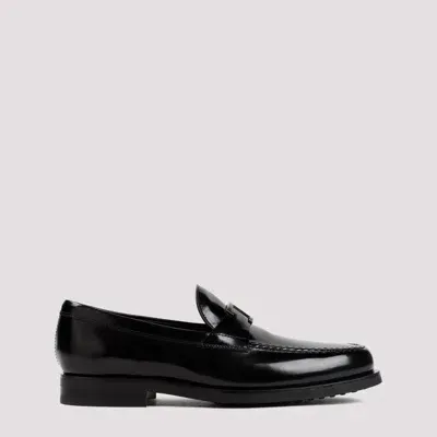 Tod's Black Brushed Leather Loafers