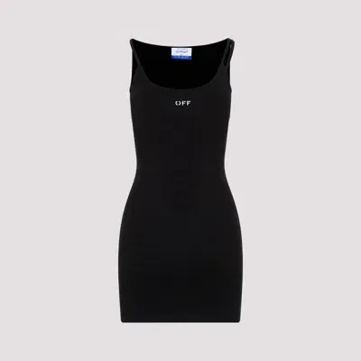 Off-white Black White Stamp Rib Basic Cotton Tank Dress