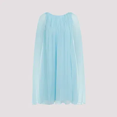 Max Mara Light Blue Footing Silk Chiffon Dress