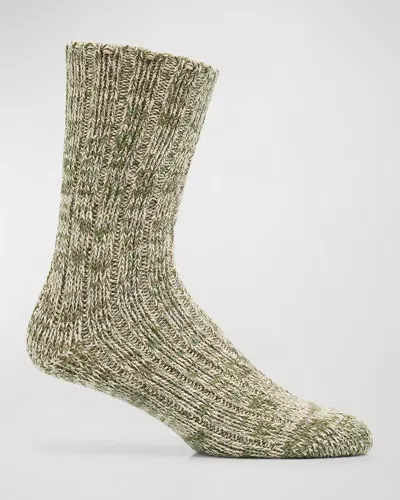 Falke Men's Brooklyn Rib-knit Cotton Socks In Thyme