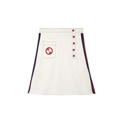 Gucci Interlocking G A-line Skirt In White