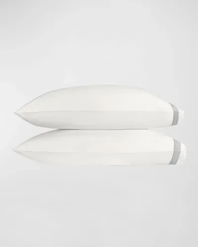 Matouk Ambrose Standard Pillowcases, Set Of 2 In Bone/silver